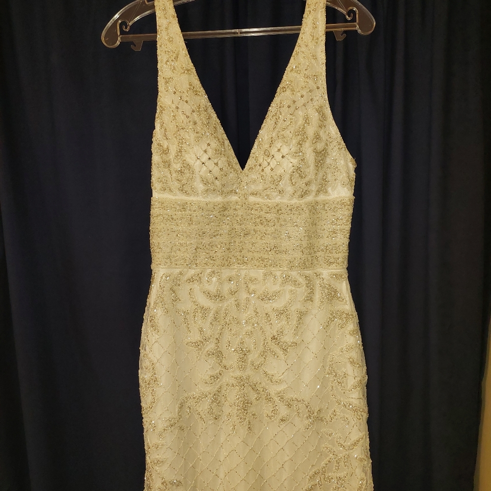 Beautiful Beaded White Couture Dress - Picture 11 of 16